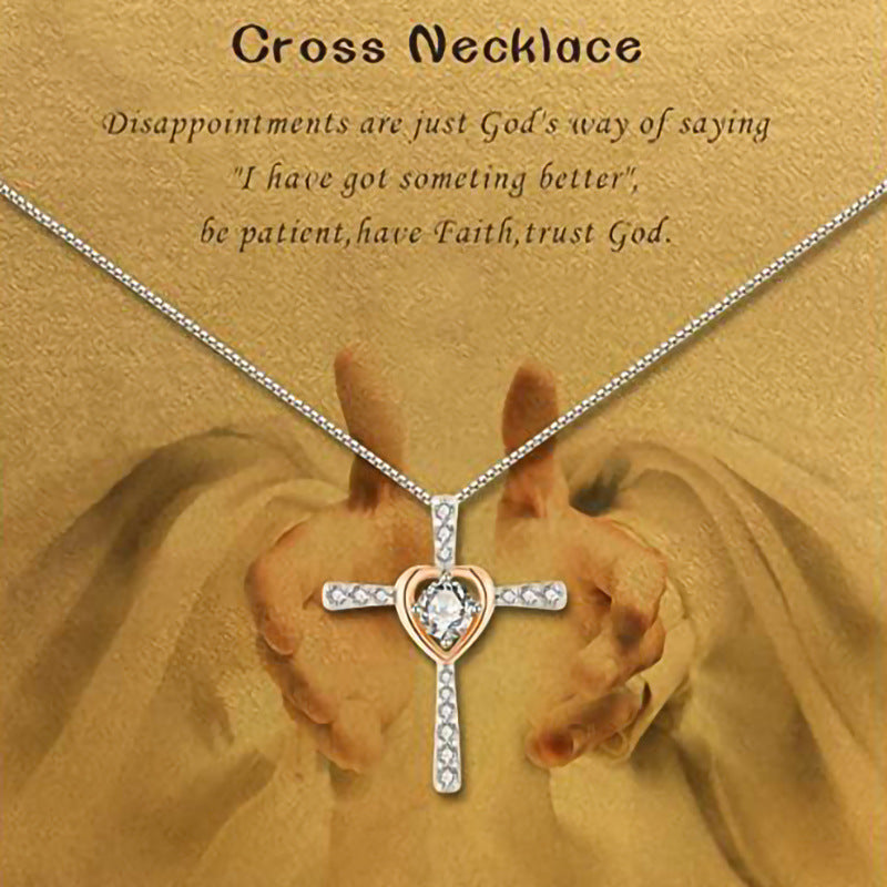 Wholesale Heart Shaped Hao Stone Cross Ladies Necklaces
